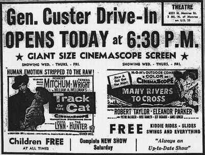 Bel-Aire Twin Drive In - General Custer Drive-In Grand Opening Ad 5-25-55 (newer photo)